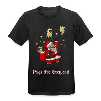Pugs For Everyone Santa Claus Distributes Gift - Men's Breathable T-Shirt - black - Front - AI Model Male 178 light (178cm)