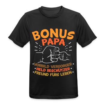 Bonus Papa Stiefvater - Männer T-Shirt atmungsaktiv - Schwarz - Vorne - AI Model Male 178 light (178cm)