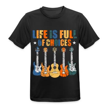Guitarist guitar guitar player saying funny - Men's Breathable T-Shirt - black - Front - AI Model Male 178 light (178cm)
