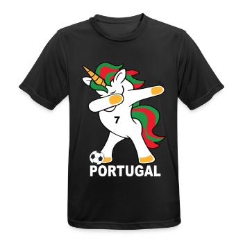 Fußball dab Einhorn Portugal Portugisch - Männer T-Shirt atmungsaktiv - Schwarz - Vorne - AI Model Male 178 light (178cm)