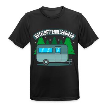 Hotelbettenallergiker Lustiger Camper Spruch Campi - Männer T-Shirt atmungsaktiv - Schwarz - Vorne - AI Model Male 178 light (178cm)