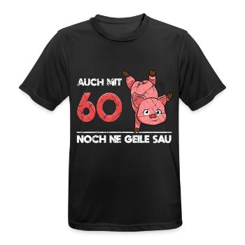 60 Jahre Jubi Schwein Sechzig Lustig 60.Geburtstag - Männer T-Shirt atmungsaktiv - Schwarz - Vorne - AI Model Male 178 light (178cm)