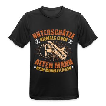 Alt Mann Modellfliegen Spruch Modellbau Modellflug - Männer T-Shirt atmungsaktiv - Schwarz - Vorne - AI Model Male 178 light (178cm)