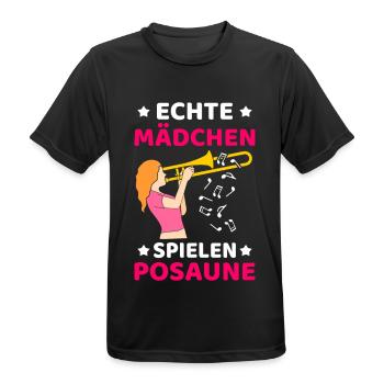 Echte Mädchen Spielen Posaune Posaunistin Posaunes - Männer T-Shirt atmungsaktiv - Schwarz - Vorne - AI Model Male 178 light (178cm)