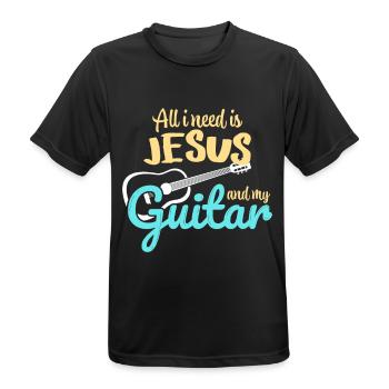 J'ai juste besoin de Jésus et de ma guitare - T-shirt respirant Homme - noir - Devant - AI Model Male 178 light (178cm)