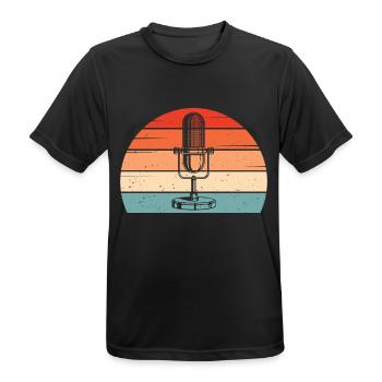 Podcast Radio Micro Podcaster Retro Soleil - T-shirt respirant Homme - noir - Devant - AI Model Male 178 light (178cm)