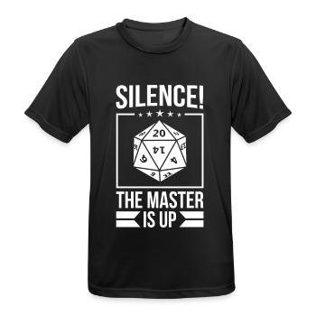 Silence! The Master Is Up! D20 Würfel - Männer T-Shirt atmungsaktiv - Schwarz - Vorne - AI Model Male 178 light (178cm)