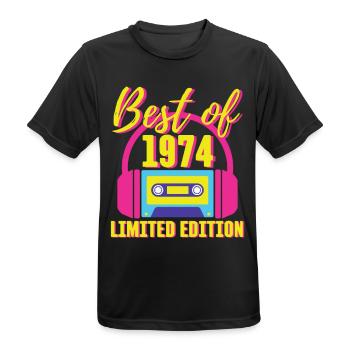 49th Birthday Best of 1974 Cassette Tape Retro 80s - Men's Breathable T-Shirt - black - Front - AI Model Male 178 light (178cm)
