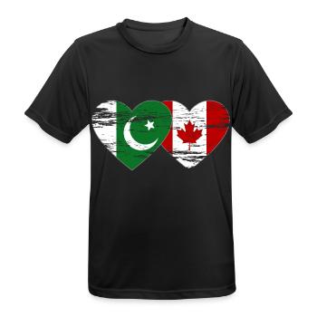 Coeur de drapeau du Pakistan Canada utilisé - T-shirt respirant Homme - noir - Devant - AI Model Male 178 light (178cm)