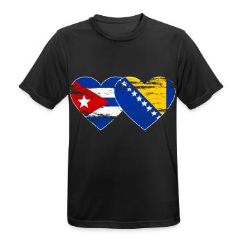 Kuba Bosnien Flagge Herz used - Männer T-Shirt atmungsaktiv - Schwarz - Vorne - AI Model Male 178 light (178cm)