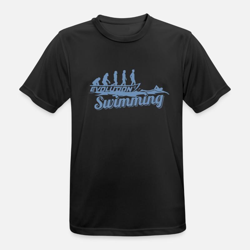Evolution des Schwimmers der Schwimmerin - Männer T-Shirt atmungsaktiv - Schwarz