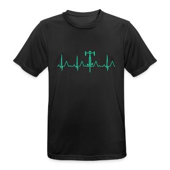 CYCLIST HEARTBEAT CARDIOGRAM CYCLING ROAD BIKE - Men's Breathable T-Shirt - black - Front - AI Model Male 178 light (178cm)