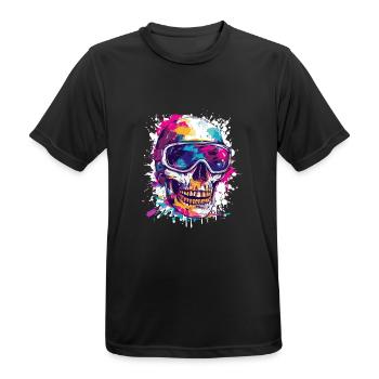 Ski Skull Ski Goggles - Men's Breathable T-Shirt - black - Front - AI Model Male 178 light (178cm)