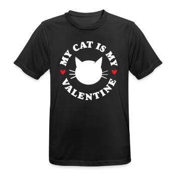 My Cat is my Valentine - Men's Breathable T-Shirt - black - Front - AI Model Male 178 light (178cm)