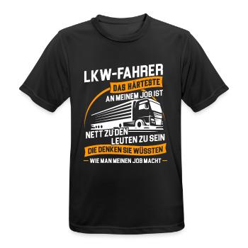 Trucker LKW-Fahrer Fernfahrer LKW Brummi Truck - Männer T-Shirt atmungsaktiv - Schwarz - Vorne - AI Model Male 178 light (178cm)