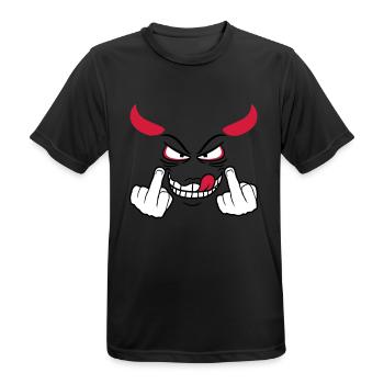 diable satan cornes de démon enfer montrent des ga - T-shirt respirant Homme - noir - Devant - AI Model Male 178 light (178cm)