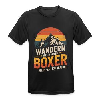 Wandern mit meinem deutschen Boxer - Männer T-Shirt atmungsaktiv - Schwarz - Vorne - AI Model Male 178 light (178cm)