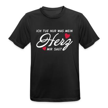 Ich tue nur was mein Herz mir sagt - Männer T-Shirt atmungsaktiv - Schwarz - Vorne - AI Model Male 178 light (178cm)