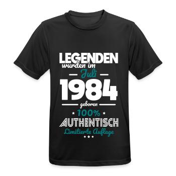 40th Birthday - Legends were created in July 1984 - Men's Breathable T-Shirt - black - Front - AI Model Male 178 light (178cm)