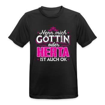 HERTA - Göttin - Männer T-Shirt atmungsaktiv - Schwarz - Vorne - AI Model Male 178 light (178cm)