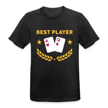 Best player (playing cards, stars, laurel wreath) - Men's Breathable T-Shirt - black - Front - AI Model Male 178 light (178cm)
