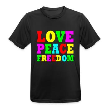 Love peace freedom - Männer T-Shirt atmungsaktiv - Schwarz - Vorne - AI Model Male 178 light (178cm)