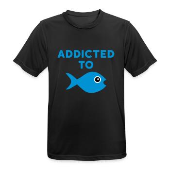 Addicted to fish (Fisch mit großem Auge) - Men's Breathable T-Shirt - black - Front - AI Model Male 178 light (178cm)