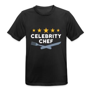 Celebrity chef (fünf Sterne, Gabel, Messer) - Männer T-Shirt atmungsaktiv - Schwarz - Vorne - AI Model Male 178 light (178cm)