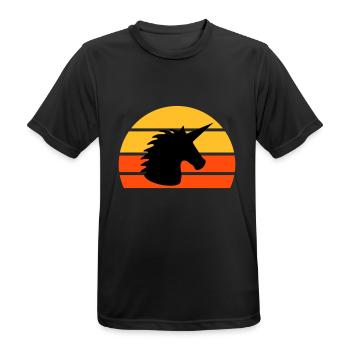 Unicorn in front of a half-sun - Men's Breathable T-Shirt - black - Front - AI Model Male 178 light (178cm)