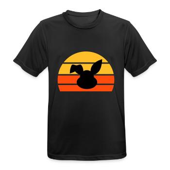 Rabbit's head with bent ear in front of a half sun - Men's Breathable T-Shirt - black - Front - AI Model Male 178 light (178cm)