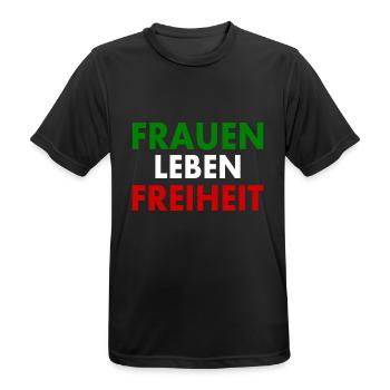 Frauen leben freiheit - Männer T-Shirt atmungsaktiv - Schwarz - Vorne - AI Model Male 178 light (178cm)
