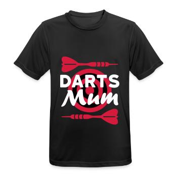 Darts mum (Dartpfeile, Dartscheibe im Hintergrund) - Männer T-Shirt atmungsaktiv - Schwarz - Vorne - AI Model Male 178 light (178cm)