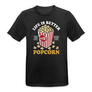 La vie est meilleure avec le maïs soufflé - croustillant et délicieux - T-shirt respirant Homme - noir - Devant - AI Model Male 178 light (178cm)