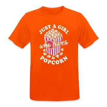 Just a girl who loves Popcorn - knusprig & lecker - Männer T-Shirt atmungsaktiv - Neonorange - Vorne - AI Model Male 185 dark (185cm)