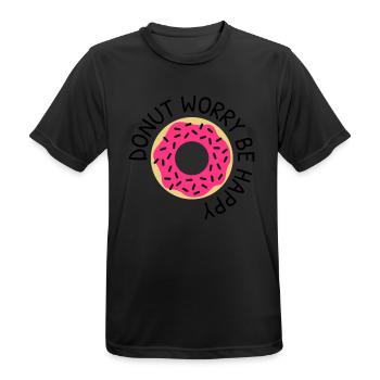 Donut worry be happy - Männer T-Shirt atmungsaktiv - Schwarz - Vorne - AI Model Male 178 light (178cm)