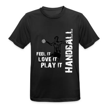 Handball feel it love it play it - Männer T-Shirt atmungsaktiv - Schwarz - Vorne - AI Model Male 178 light (178cm)
