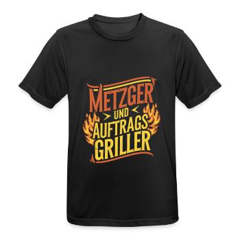 Metzger und Auftragsgriller - Männer T-Shirt atmungsaktiv - Schwarz - Vorne - AI Model Male 178 light (178cm)