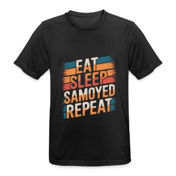 Eat. Sleep. Samoyed. Repeat. - Men's Breathable T-Shirt - black - Front - AI Model Male 178 light (178cm)