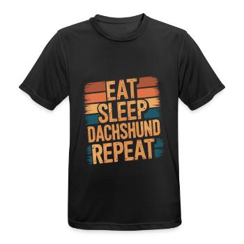 Eat. Sleep. Dachshund. Repeat. - Men's Breathable T-Shirt - black - Front - AI Model Male 178 light (178cm)