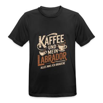 Kaffee und mein Labrador - Männer T-Shirt atmungsaktiv - Schwarz - Vorne - AI Model Male 178 light (178cm)