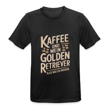 Kaffee und mein Golden Retriever - Männer T-Shirt atmungsaktiv - Schwarz - Vorne - AI Model Male 178 light (178cm)