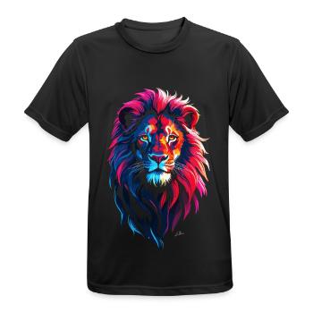Lion rouge et bleu - T-shirt respirant Homme - noir - Devant - AI Model Male 178 light (178cm)