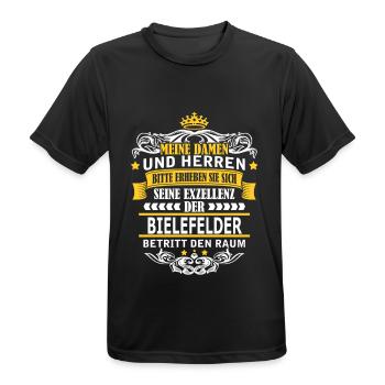 BIELEFELDER - Männer T-Shirt atmungsaktiv - Schwarz - Vorne - AI Model Male 178 light (178cm)