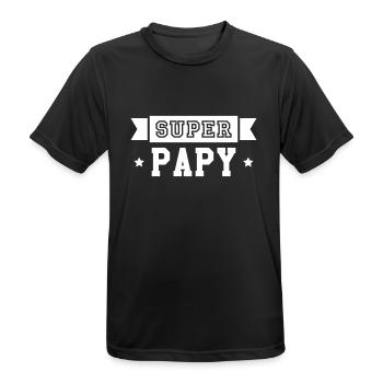 Papy / Grand Père / Famille / Papi / Drôle / Cool - T-shirt respirant Homme - noir - Devant - AI Model Male 178 light (178cm)