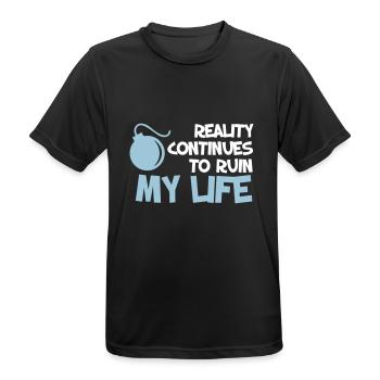 Funny Quotes. Zitat. Humor. Geschenk - Männer T-Shirt atmungsaktiv - Schwarz - Vorne - AI Model Male 178 light (178cm)