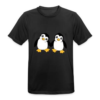 2 mignons petits pingouins drôles amis aiment l’équipe - T-shirt respirant Homme - noir - Devant - AI Model Male 178 light (178cm)