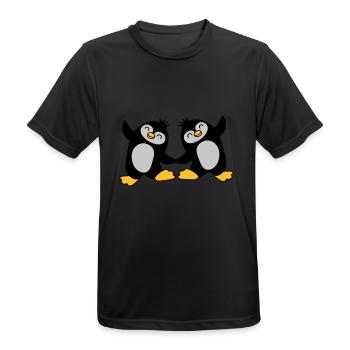 2 pingouins mignons dansant - T-shirt respirant Homme - noir - Devant - AI Model Male 178 light (178cm)