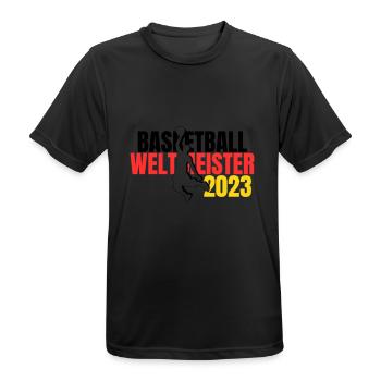 Basketball WM 2023 Fan-Shirt Weltmeister - Männer T-Shirt atmungsaktiv - Schwarz - Vorne - AI Model Male 178 light (178cm)