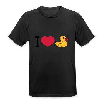 love i love heart squeaky duck rubber duck bath duck - Men's Breathable T-Shirt - black - Front - AI Model Male 178 light (178cm)