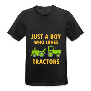 Just a boy who loves tractors (two tractors) - Men's Breathable T-Shirt - black - Front - AI Model Male 178 light (178cm)